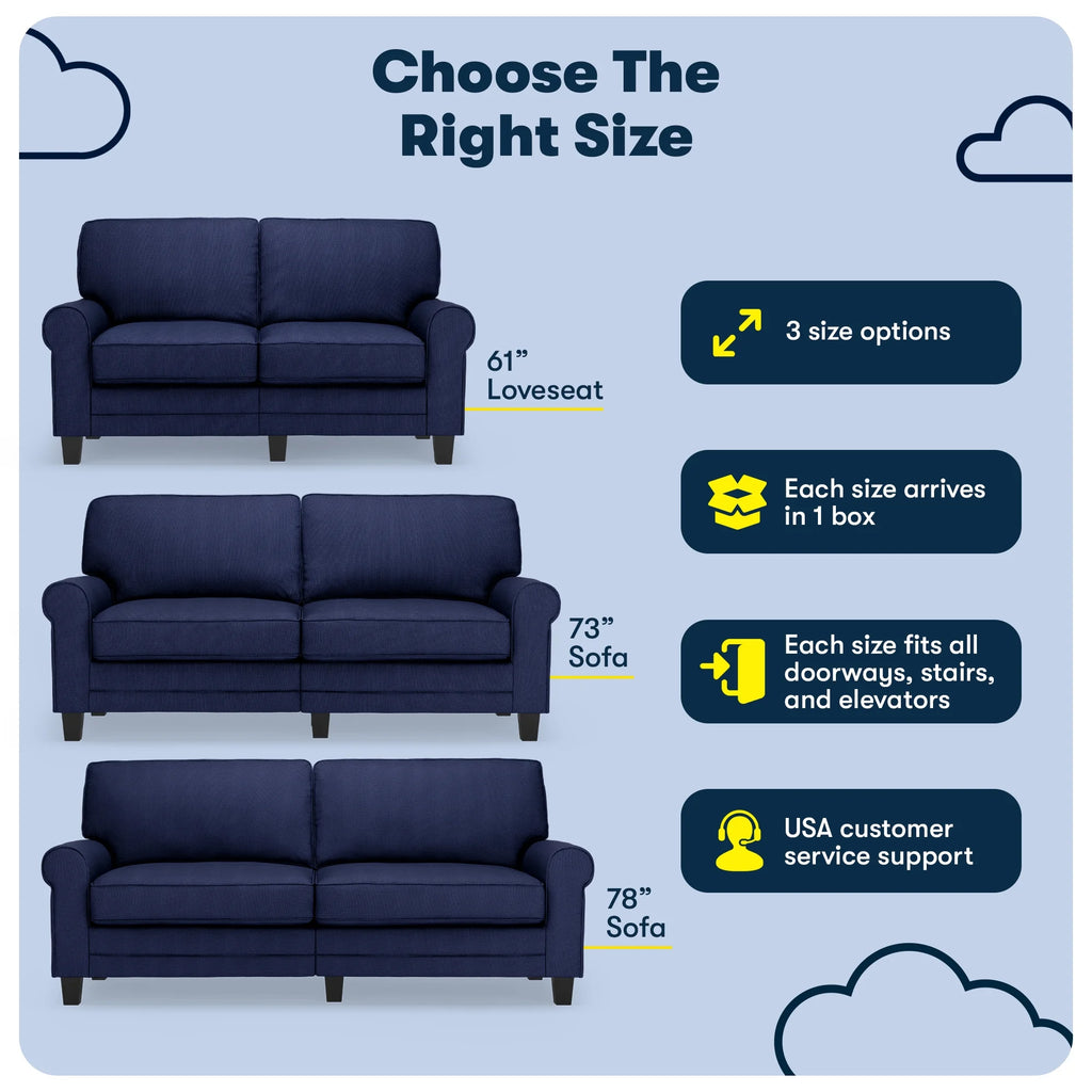 Serta Copenhagen 78" Rolled Arm Sofa with Removable Covers Dark Brown