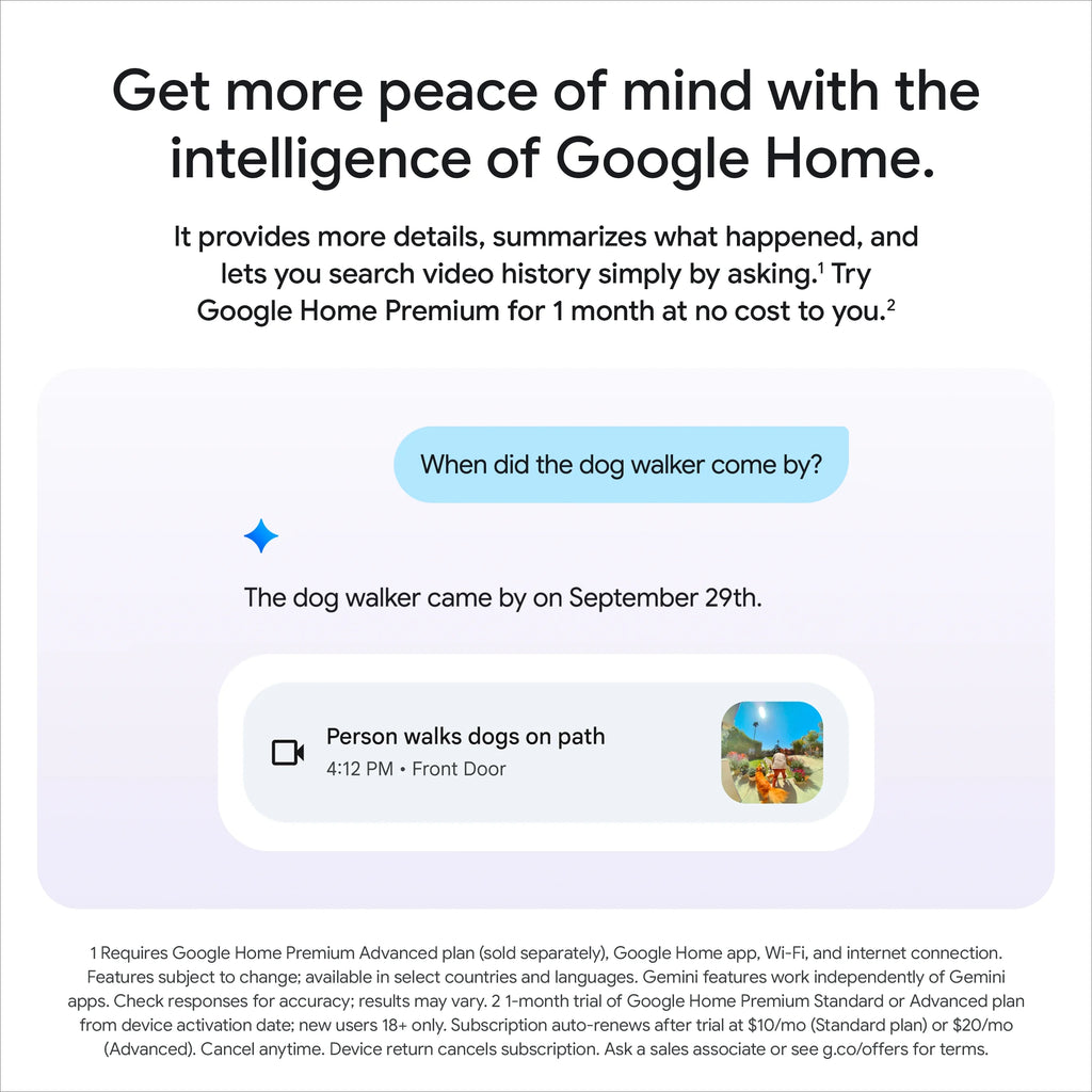 Google Nest Doorbell (Wired, 3rd Gen) - Video Doorbell Camera with 2K Video - Works with Google Home - With Gemini - Linen