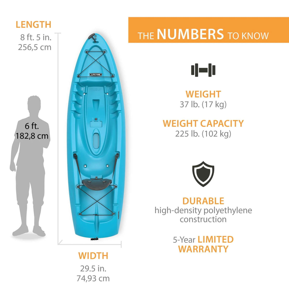 Lifetime Hydros 101 inch Sit-on-Top Kayak, Glacier Blue (90594)