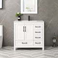 Eclife 36" White Bathroom Vanity Set with Ceramic Sink Top and Water Saving Faucet Drain