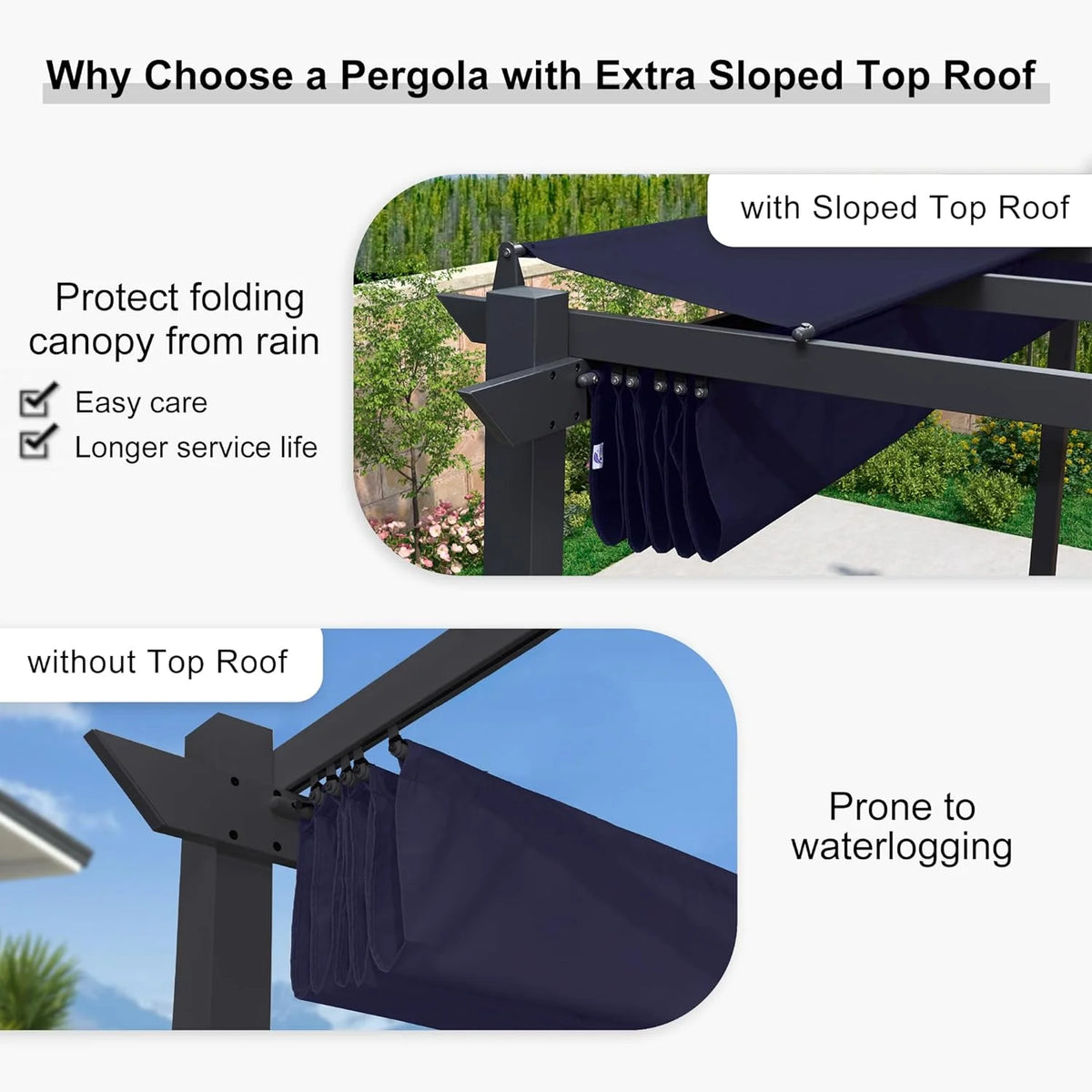 PURPLE LEAF Outdoor Retractable Pergola with Sun Shade Canopy 10' x 13' Patio Aluminum Pergola Shelter for Backyard Deck Garden Modern Metal Grape Trellis Pergola, Beige