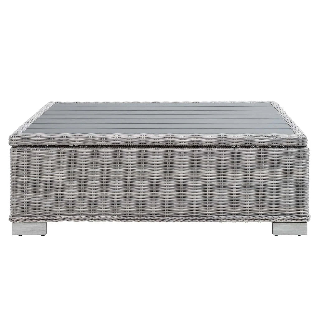 Modway Conway 45" Outdoor Patio Wicker Rattan Coffee Table in Light Gray