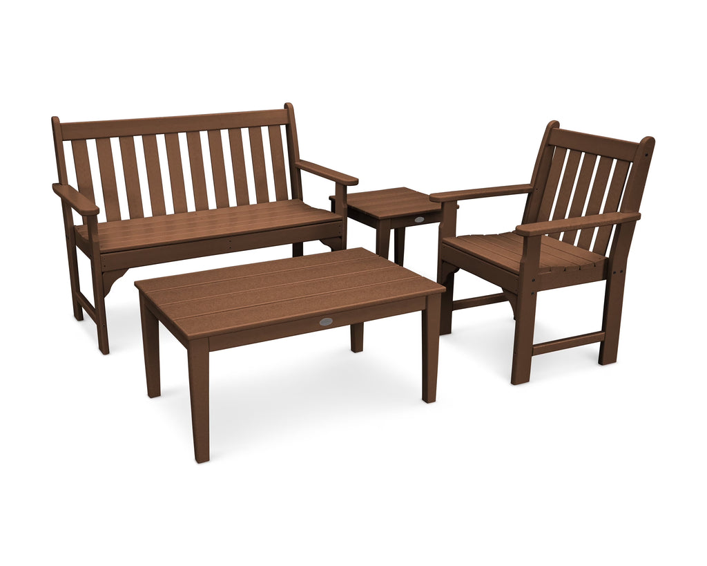 POLYWOOD Vineyard 4-Piece Bench Seating Set in Slate Grey