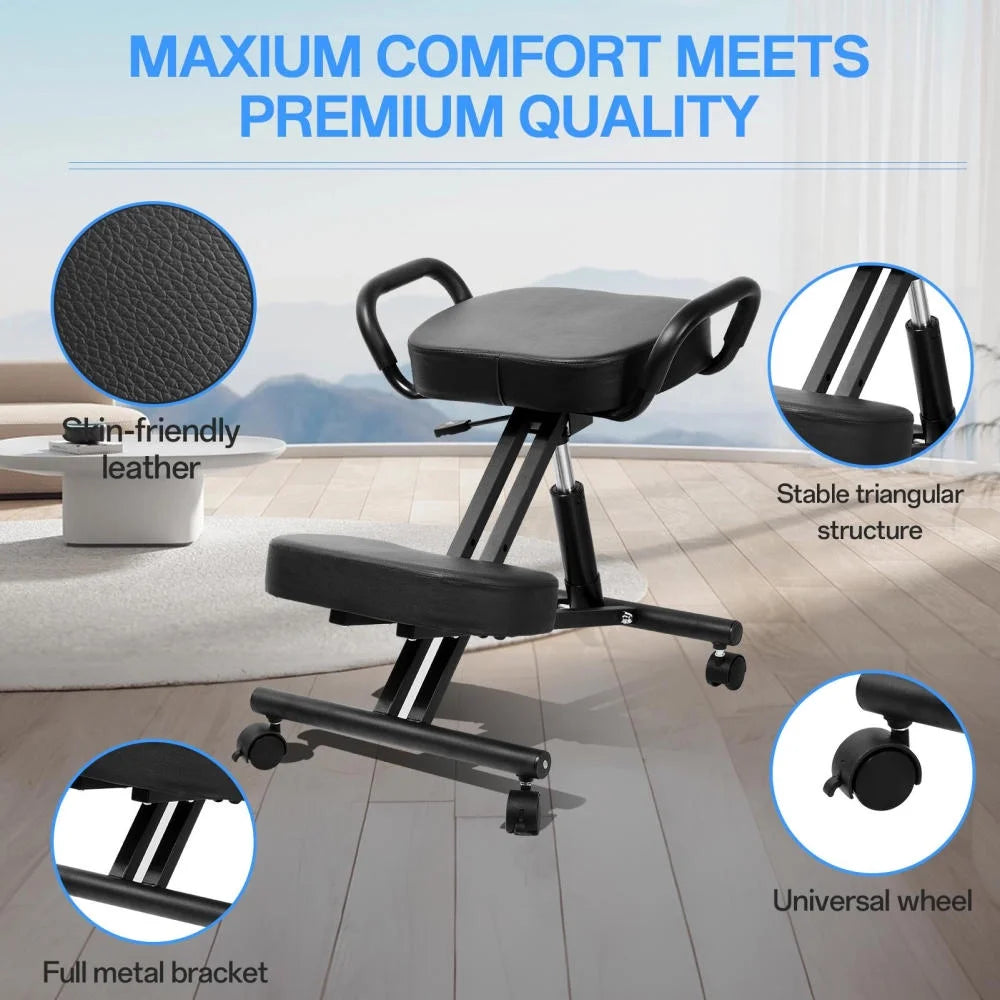 Ergonomic Kneeling Chair with Smooth Casters, Thick Comfort Padding for All-Day Comfort in Medical Offices or Therapy Clinics(A)