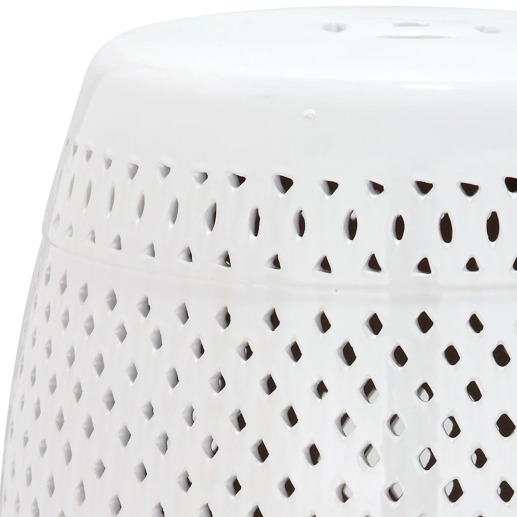 Safavieh Diamond Drum Indoor/Outdoor Garden Patio Stool, White