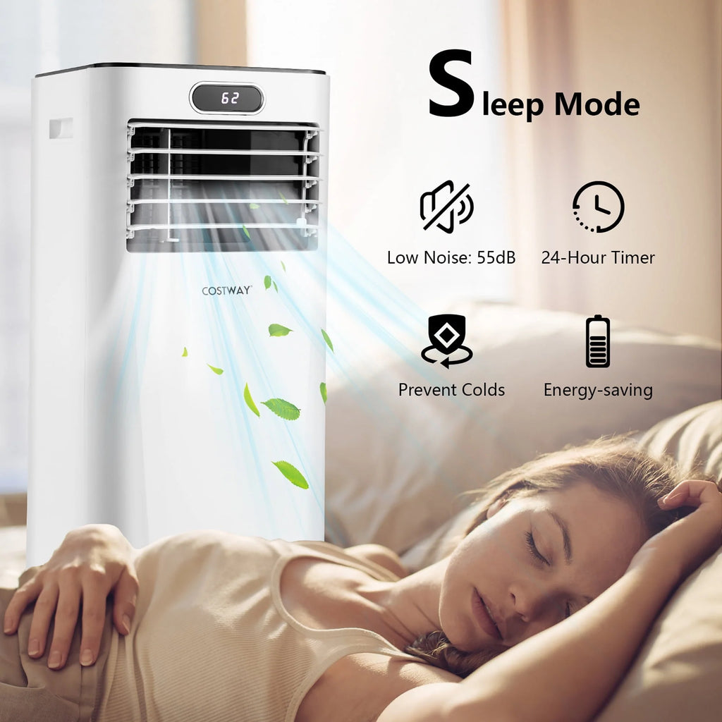 Costway 6000 BTU (10000 BTU ASHRAE) Portable Air Conditioner w/ Remote Control 3-in-1 Air Cooler w/ Drying White