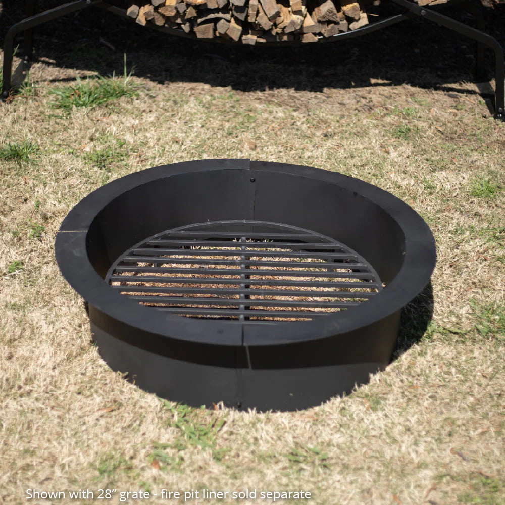 Titan Great Outdoors Round 30.5in Fire Pit Grate, Heavy Duty 1/2in Steel Elevated Log Wood Pit Grate, Burning Fireplace and Firepits