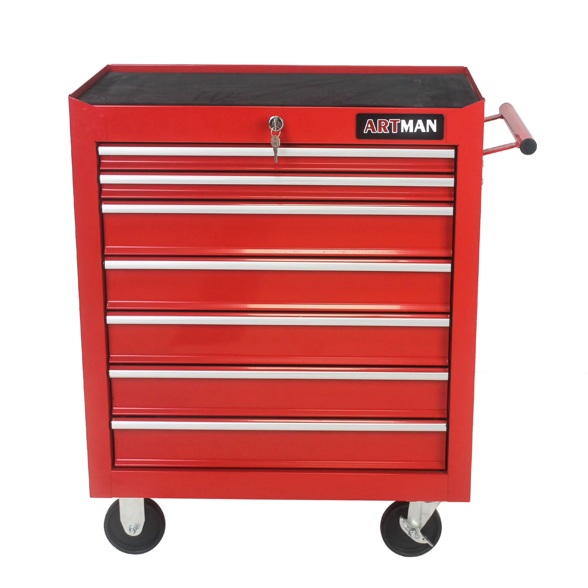 7-Drawer Rolling Tool Chest, Metal Tool Storage Organizer Cart with Locking System and Wheels, Multifunctional Mechanic Tool Cart for Garage, Warehouse, Workshop, Repair Shop, Red