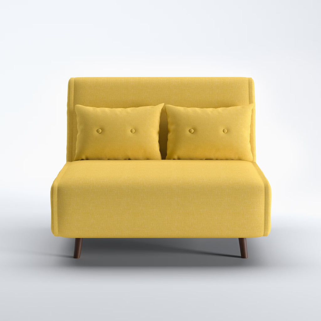A&D Home Haru 40" Convertible Futon Chair, Linen Beige