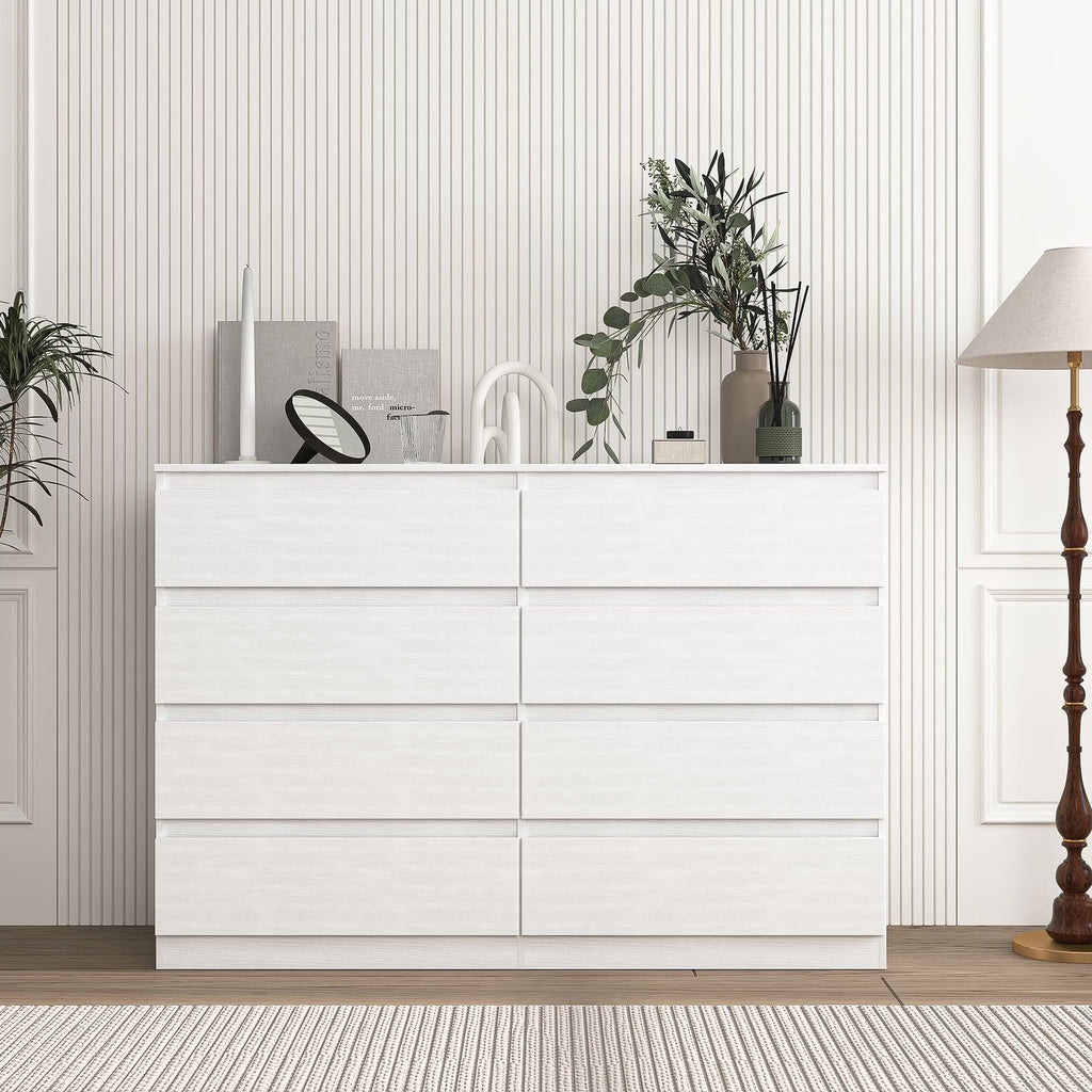 Resenkos Modern Mid Century 6 Drawer Wide Dressers Chests for Bedroom, Chest of Drawer Organizer Grey