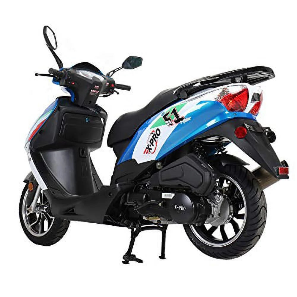 X-Pro Brand New 150cc Gas Moped Motorcycle, 13" Aluminum Wheels, Electric/Kick Start Large Headlights!