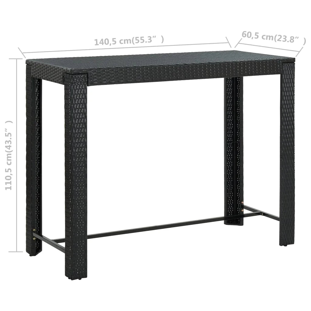 vidaXL Patio Bar Set Outdoor Bistro Set Bar Stool Bistro Table Poly Rattan