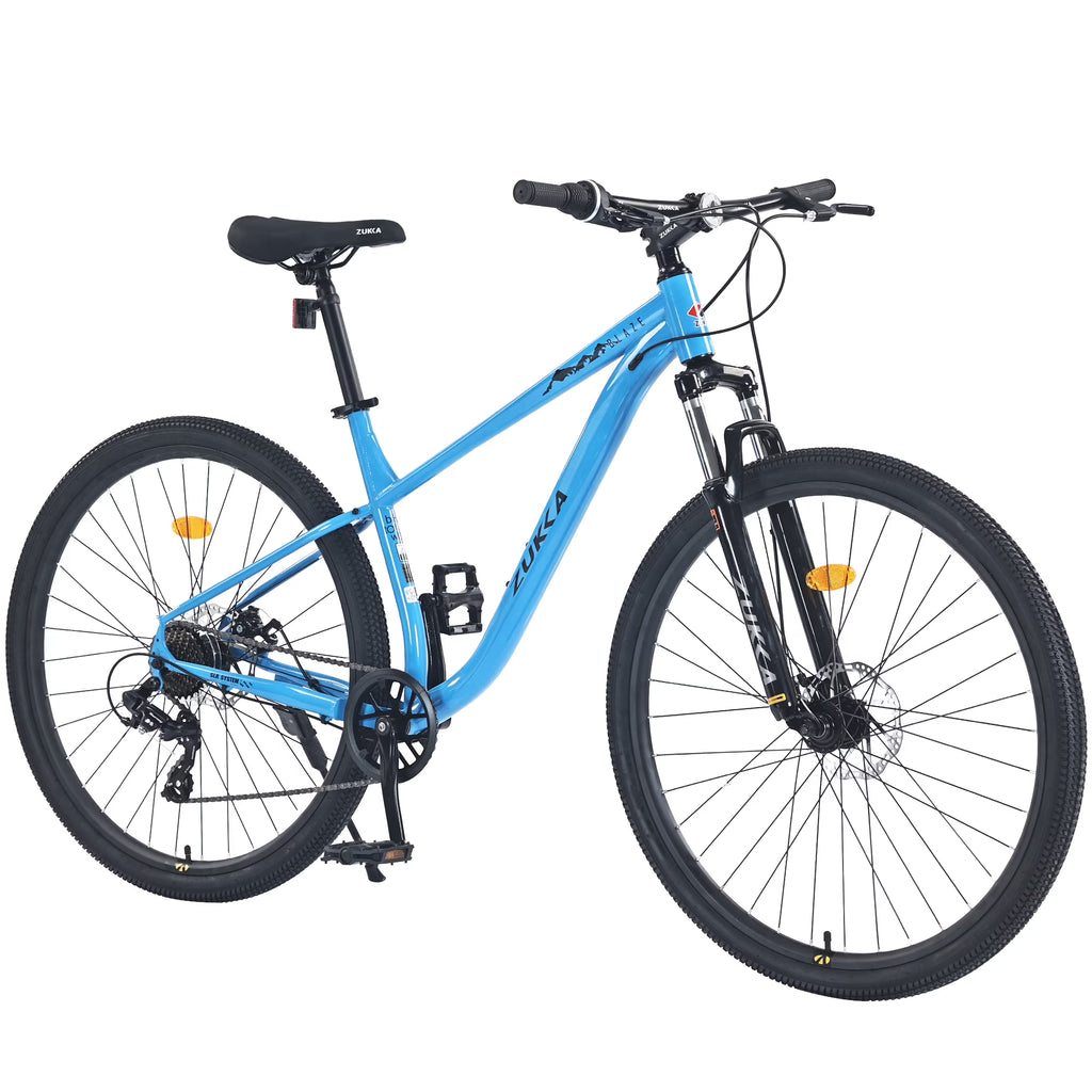 29" Mountain Bike 8 Speed Steel Frame City Bicycle with Front Suspension for Men Women, Gray