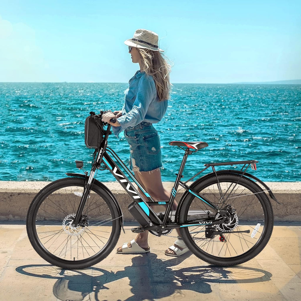 Vivi Electric Bike 26" City Commuter Electric Bike 48V 500W Step-Through Electric Bike 19.8MPH Electric Cruiser Bike Beach Bike with Cruise Control, UL2849 Certified