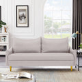 66.9" W Loveseat Sofa, Mid Century Modern Decor Love Seat Couches for Living Room, Polyester Upholstered Loveseats Furniture, Solid and Easy to Install Small Couch for Bedroom, White