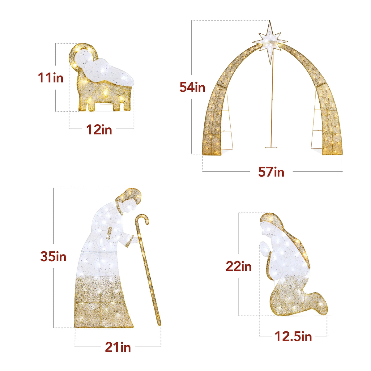 Best Choice Products 4.5ft Lighted 2D Christmas Nativity Scene Outdoor Yard Decor w/ 115 Twinkling LED Lights