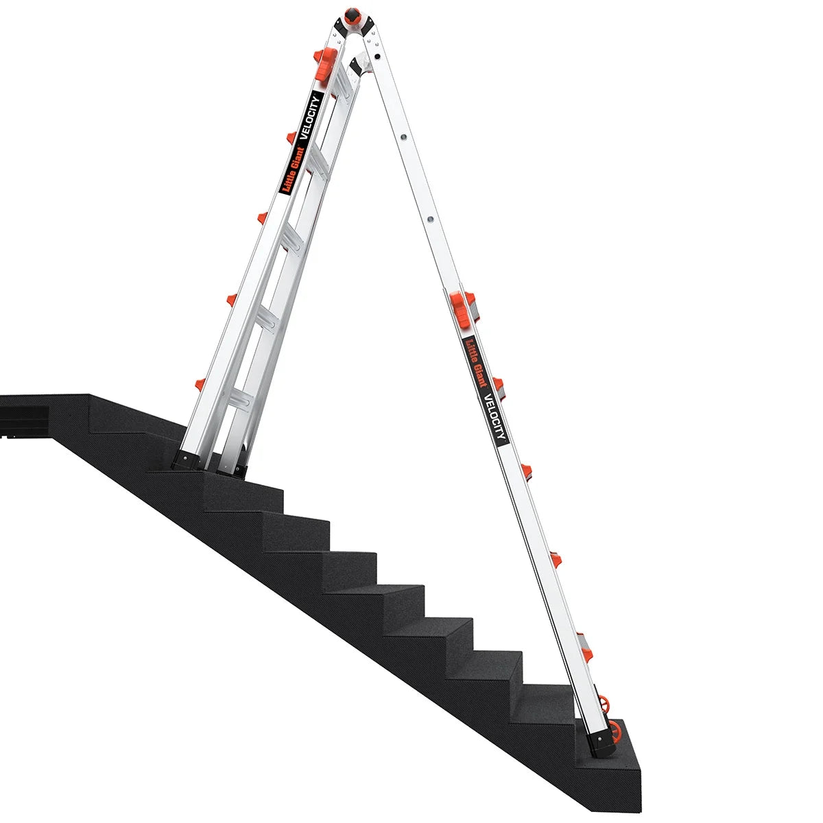 Little Giant Ladders Velocity 22-ft Multi-Position Ladder, Aluminum, 300 lb Capacity, Telescoping, A-Frame, Extension, with Wheels and Slip-Resistant Feet