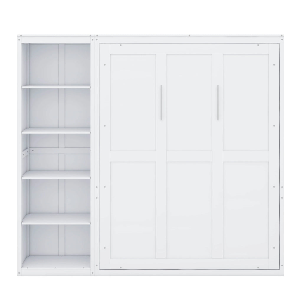 YunNianYang Queen Size Gray Murphy Bed Wall Bed with Shelves