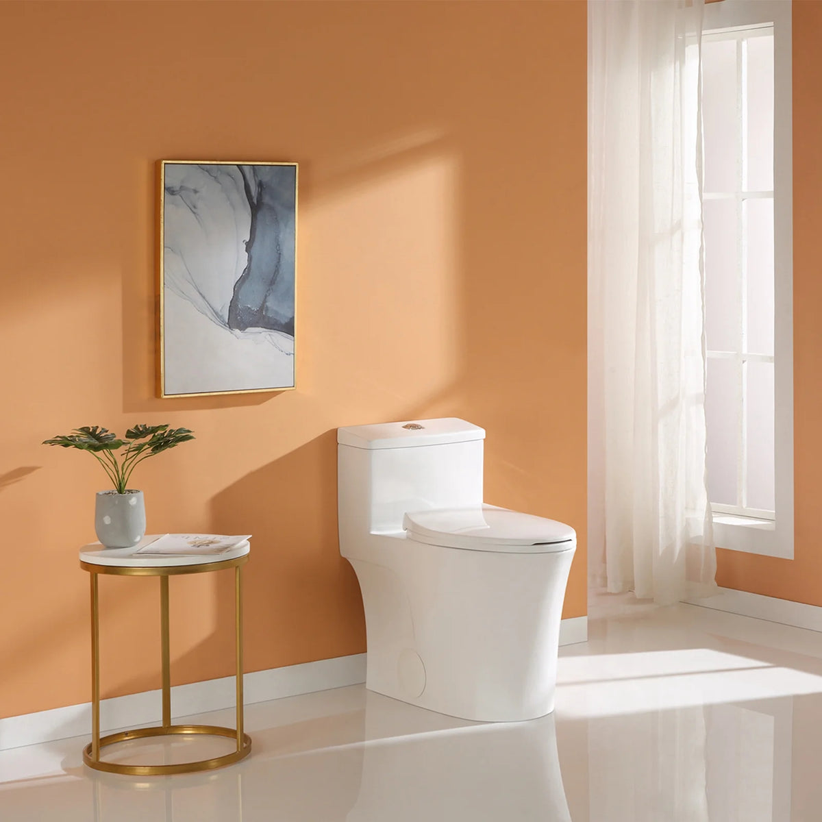 HOROW Compact One Piece Toilet with Comfort Seat ADA Height 17.3" Elongated Dual Flush 0.8/1.28 GPF
