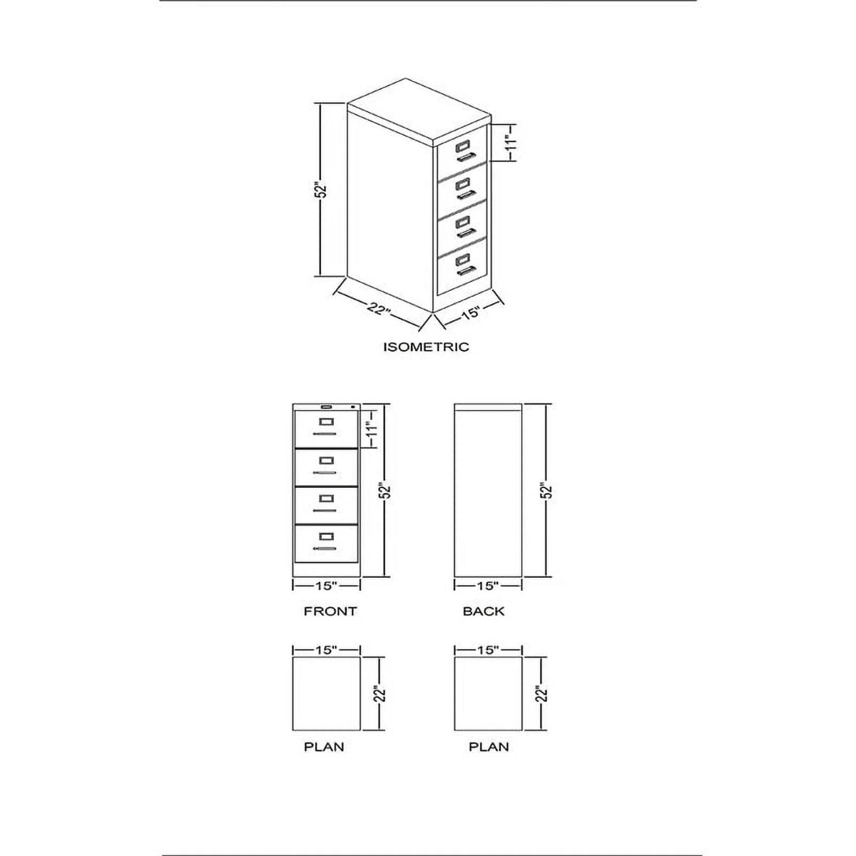 Scranton 4 Drawer 22" Deep Letter File Cabinet in Black, Fully Assembled