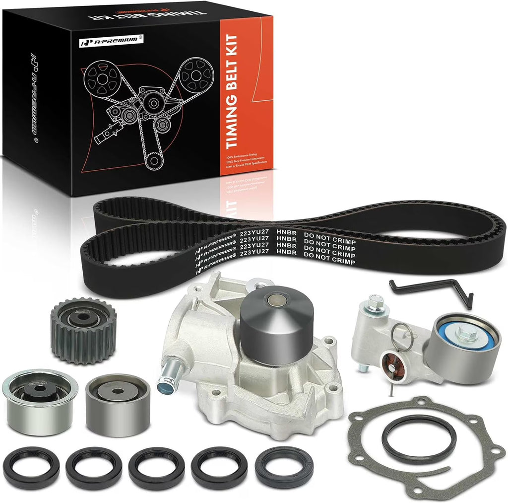 A-Premium 13PCS Engine Timing Belt Kit + Water Pump W/Tensioner Compatible with Subaru Outback 2000-2005, Forester Impreza 1999-2005 & Saab 9-2X 92X 2005-2006 - 2.2L 2.5L, Replace# 2928273H10