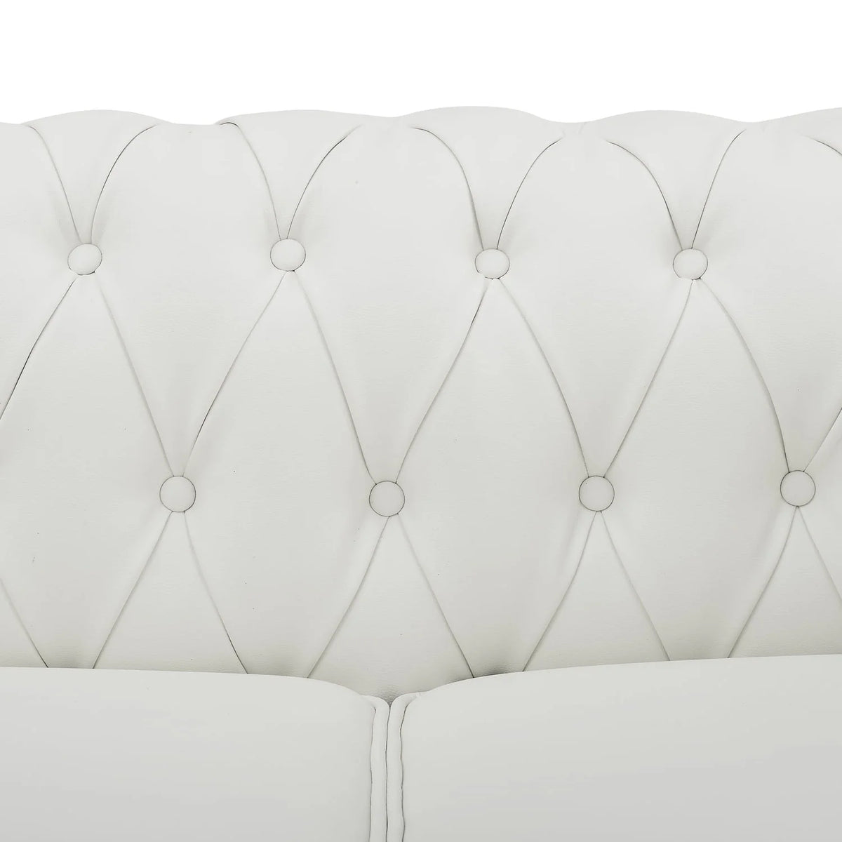Naomi Home Emery Chesterfield Sofa & Accent Chair with Rolled Arms, Tufted Cushions, White