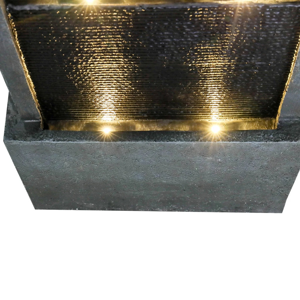 4-Tier Water Fountain with LED Lights  - 50.7" H Waterfall Fountain Indoor Outdoor Water Feature for Home, Patio, Garden