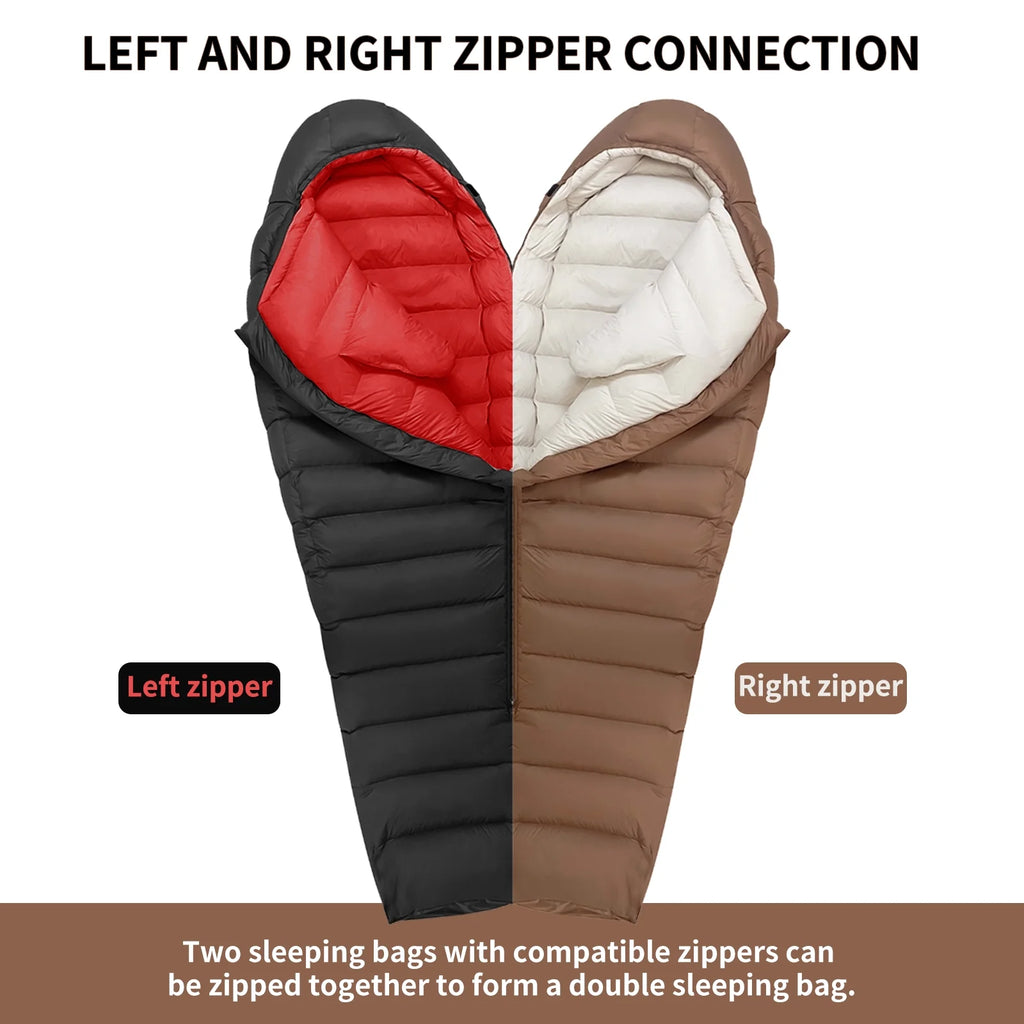 QEZER Ultralight Down Sleeping Bag for Adults, 650FP, 860g, 3-Season Compact for Backpacking & Camping, 36��F-46��F