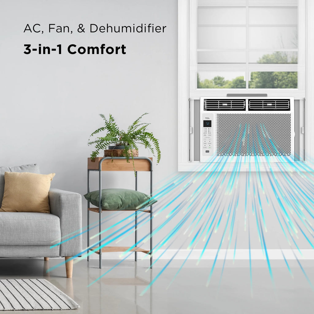 TCL 6,000 BTU Window Air Conditioner, 250 sq. ft., LED Display, Included Remote,  White, W6W32