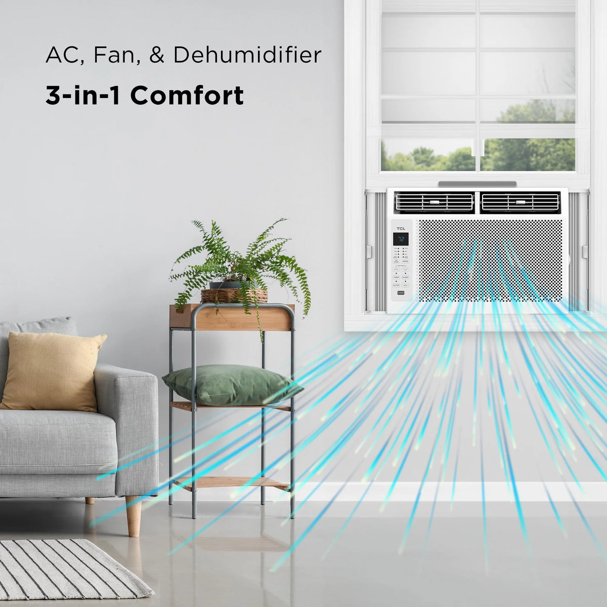 TCL 6,000 BTU Window Air Conditioner, 250 sq. ft., LED Display, Included Remote,  White, W6W32