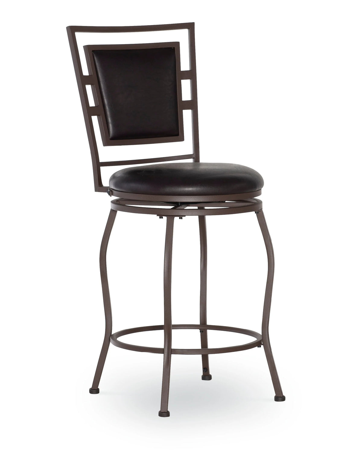 Linon Nora 3-Piece Swivel Bar Stool Set, 24"-30" Adjustable Seat Height, Dark Brown Finish with Dark Brown Vinyl Fabric