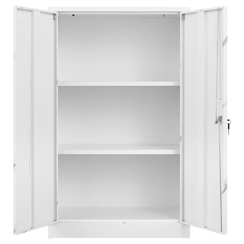 Metal Storage Cabinet with Locking Doors and Adjustable Shelf, Folding Filing Storage Cabinet, Rolling Storage Locker Cabinet for Home Office,School,Garage, White