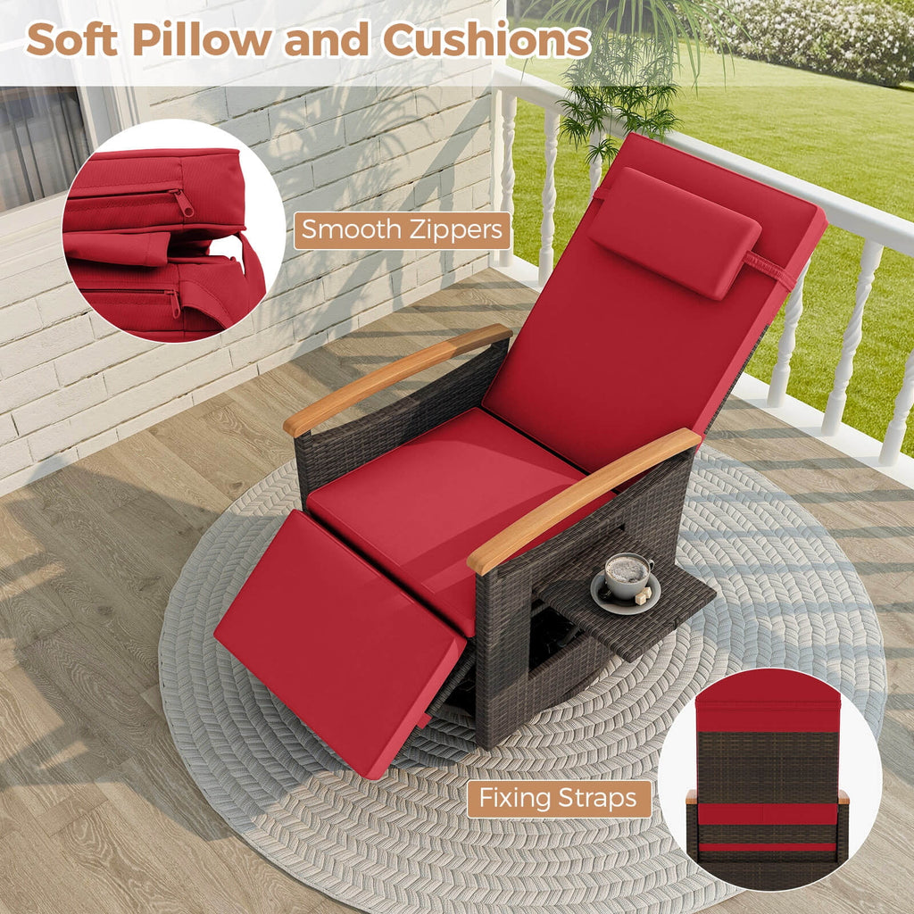 Costway Outdoor 360�� Swivel Rattan Recliner Chair Patio Wicker Chaise Lounge Chair Beige