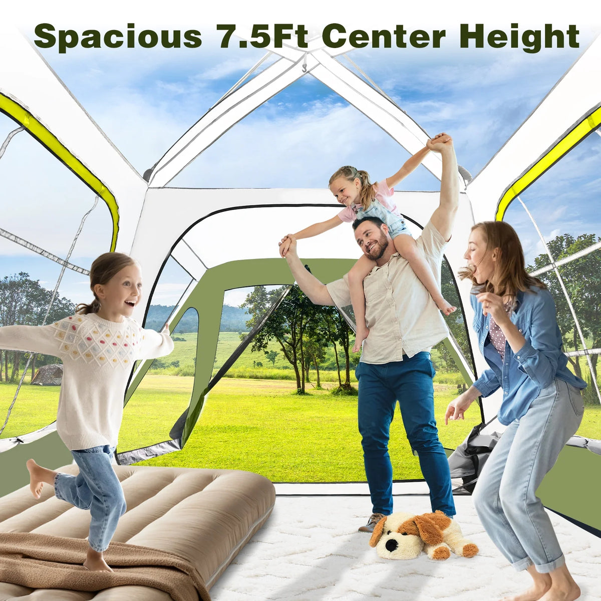 MOPHOTO SUV Tents for Camping 4 People, PU 3000mm Waterproof SUV Tent Attachment Tailgate Tent for Car Jeep Van, Spacious Space 8.2'L x 8.2'W x 7.2'H with 2 Awnings & Double Door