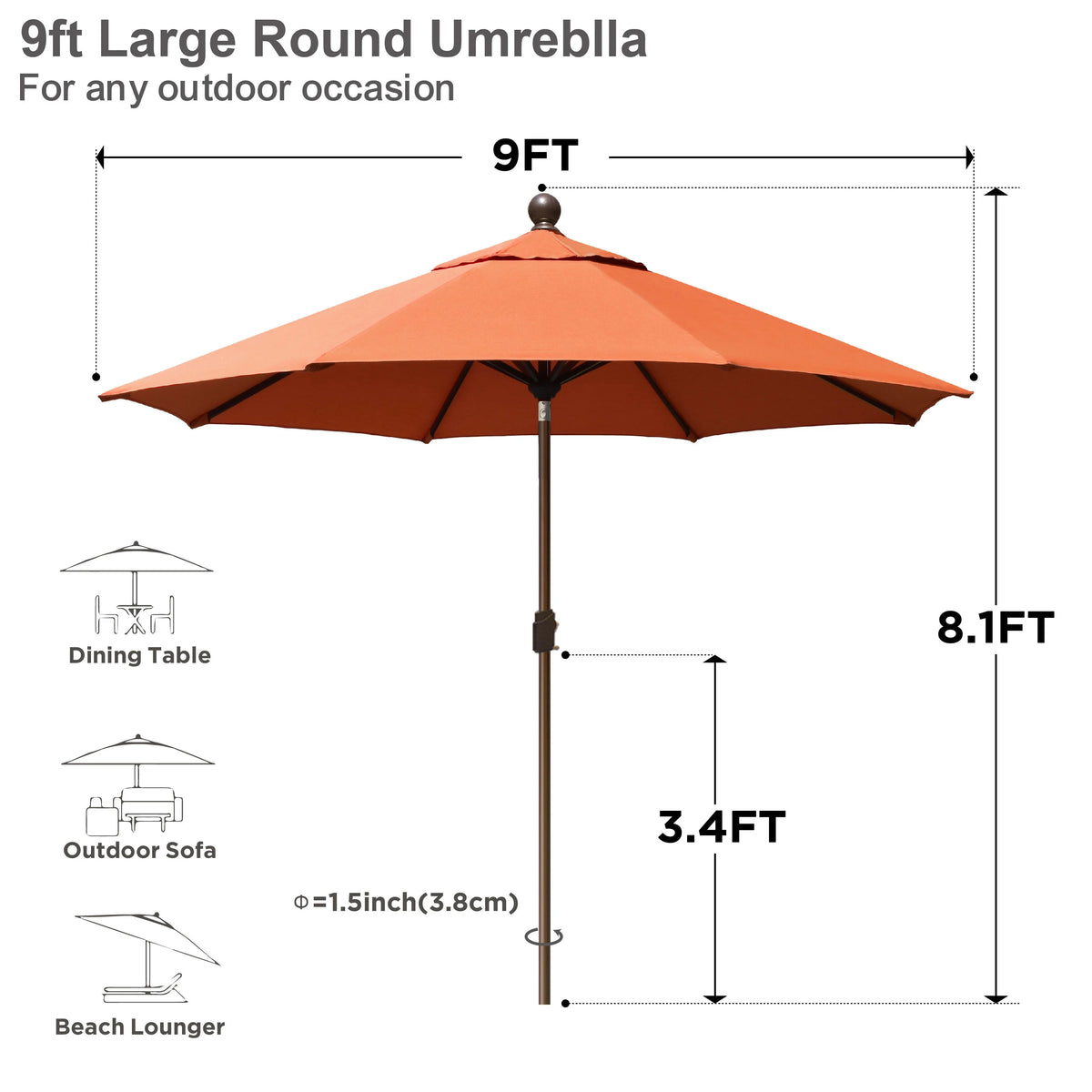 EliteShade 9Ft Market Umbrella Patio Outdoor Table Umbrella��Teal��
