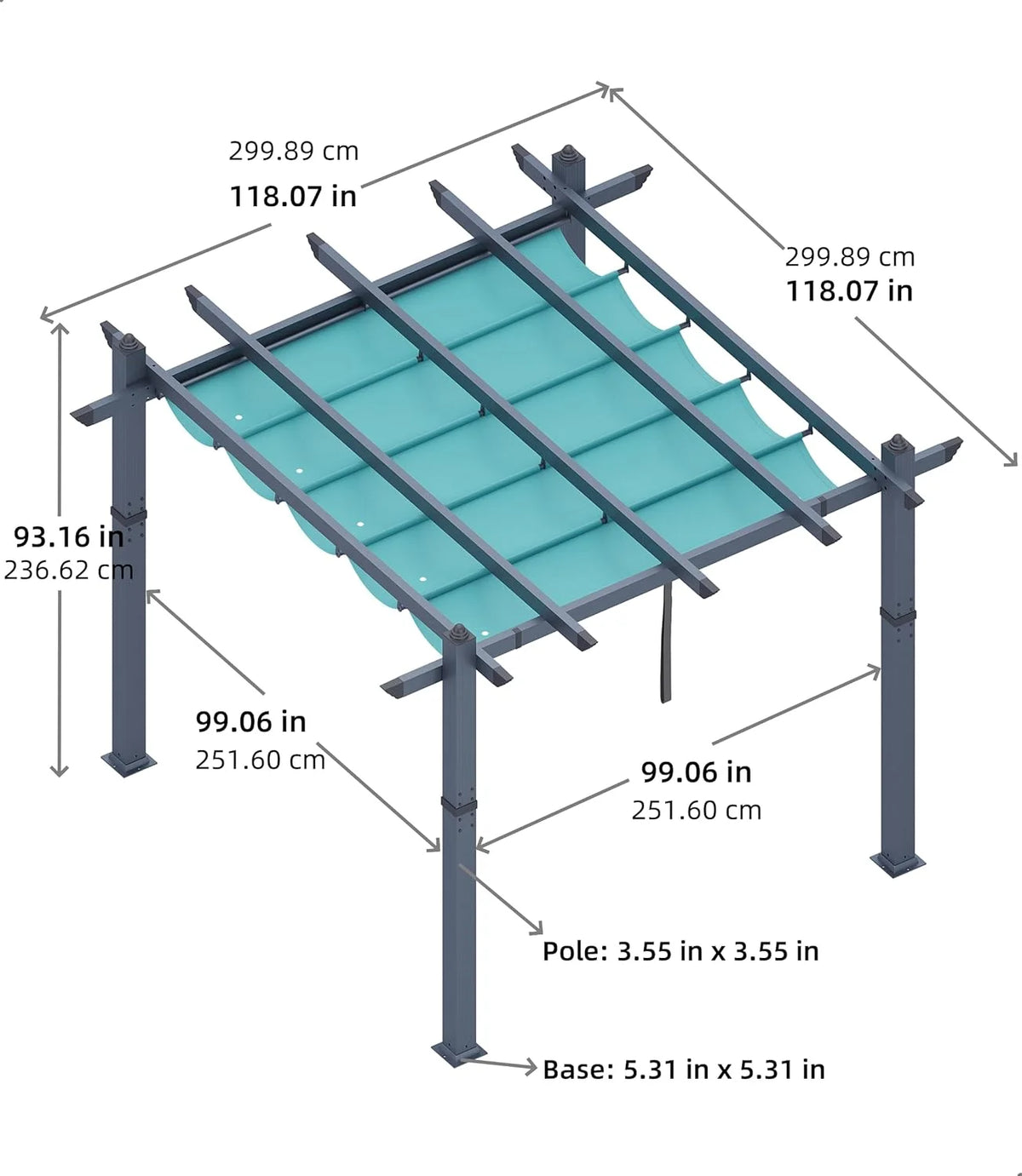 Outdoor Aluminum Pergola with Retractable Canopy, Reinforced 4-Sided Base, Waterproof & UV-Resistant Adjustable Roof, Modern Design for Patio, Deck, Backyard, and Garden