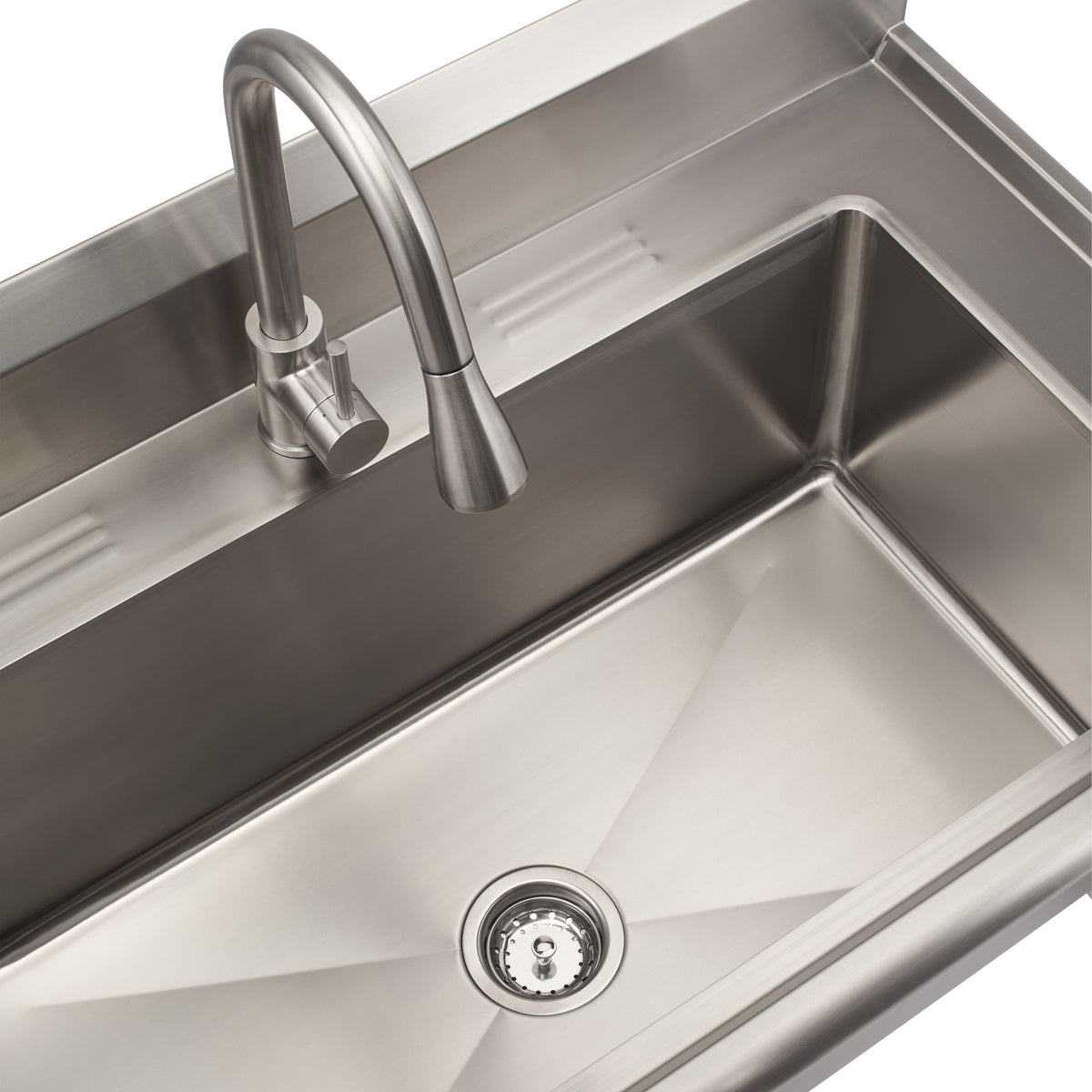 TRINITY 32' x 16' Stainless Steel Utility Sink with Pull-out Faucet