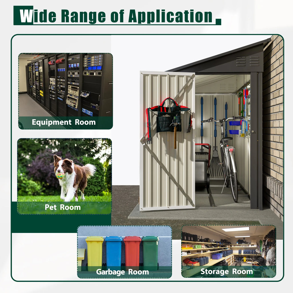 6' x 4' Outdoor Storage Shed, Metal Garden Shed with Lockable Doors, Tools Storage Shed for Backyard, Patio, White