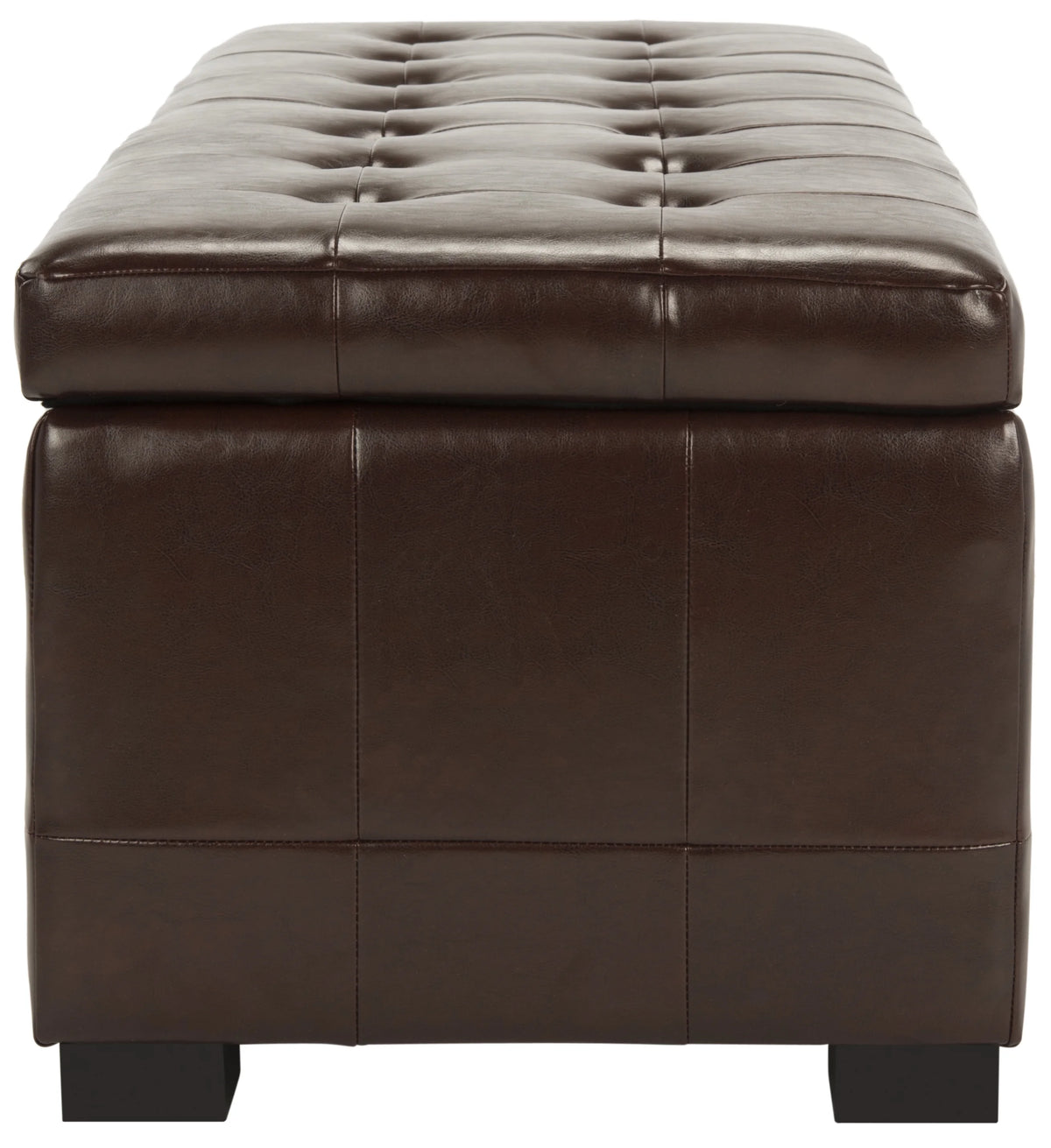 SAFAVIEH Large Manhattan Rustic Tufted Storage Bench, Brown