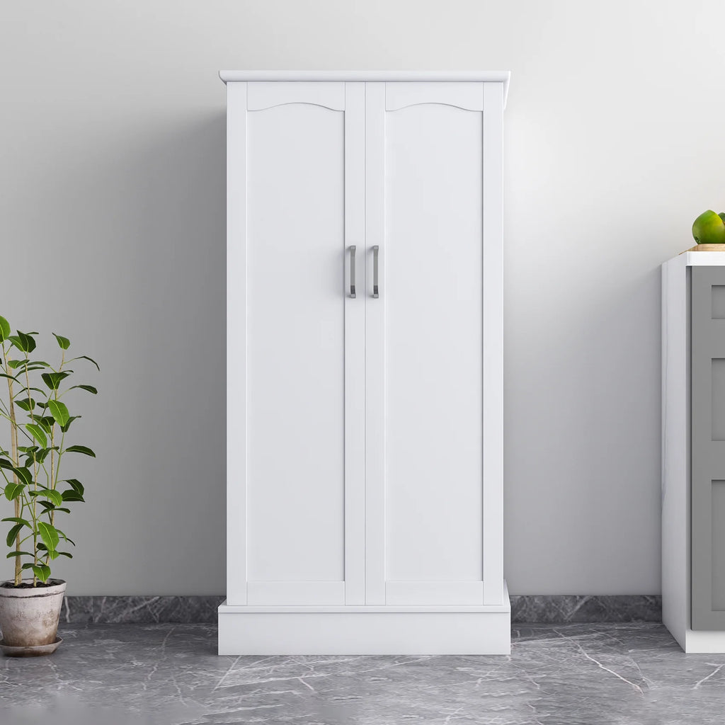 47 Kitchen Pantry Cabinet, White Buffet Cupboards Sideboard with Doors & Adjustable Shelves, Kitchen