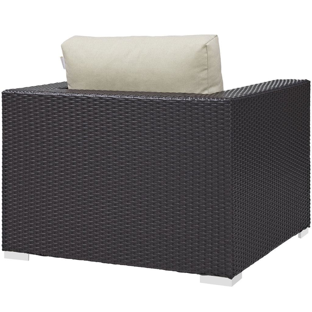 Modern Contemporary Urban Design Outdoor Patio Balcony Lounge Chair, Beige, Rattan