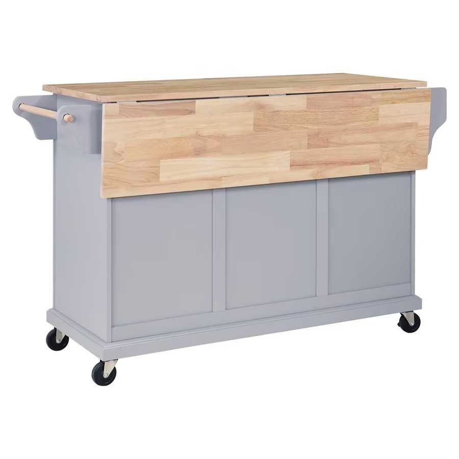 Rolling Kitchen Island with Storage, Utility Kitchen Trolley with Drop-Leaf Countertop, Mobile Kitchen Cart with 2 Drawers, 2 Cabinets and Adjustable Shelves for Dining Room, Kitchen