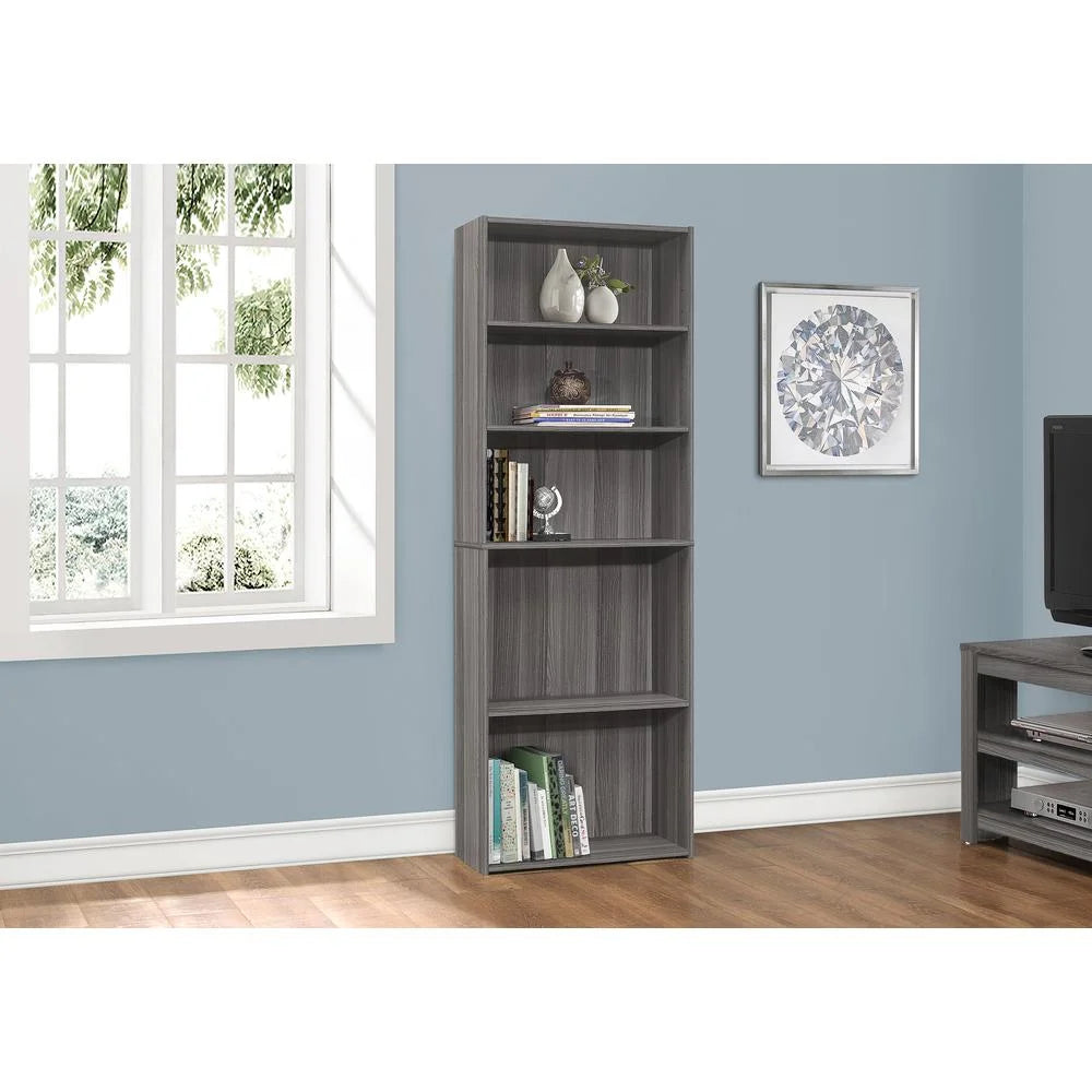 Monarch Specialties Bookshelf, Bookcase, 6 Tier, 72"H, Office, Bedroom, Brown Laminate, Transitional