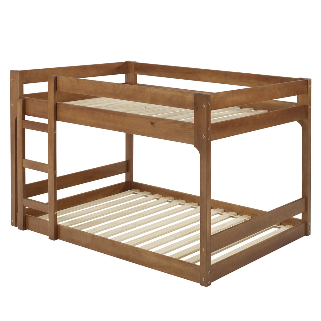 Walker Edison Modern Twin Over Twin Youth Bunk Bed, Caramel