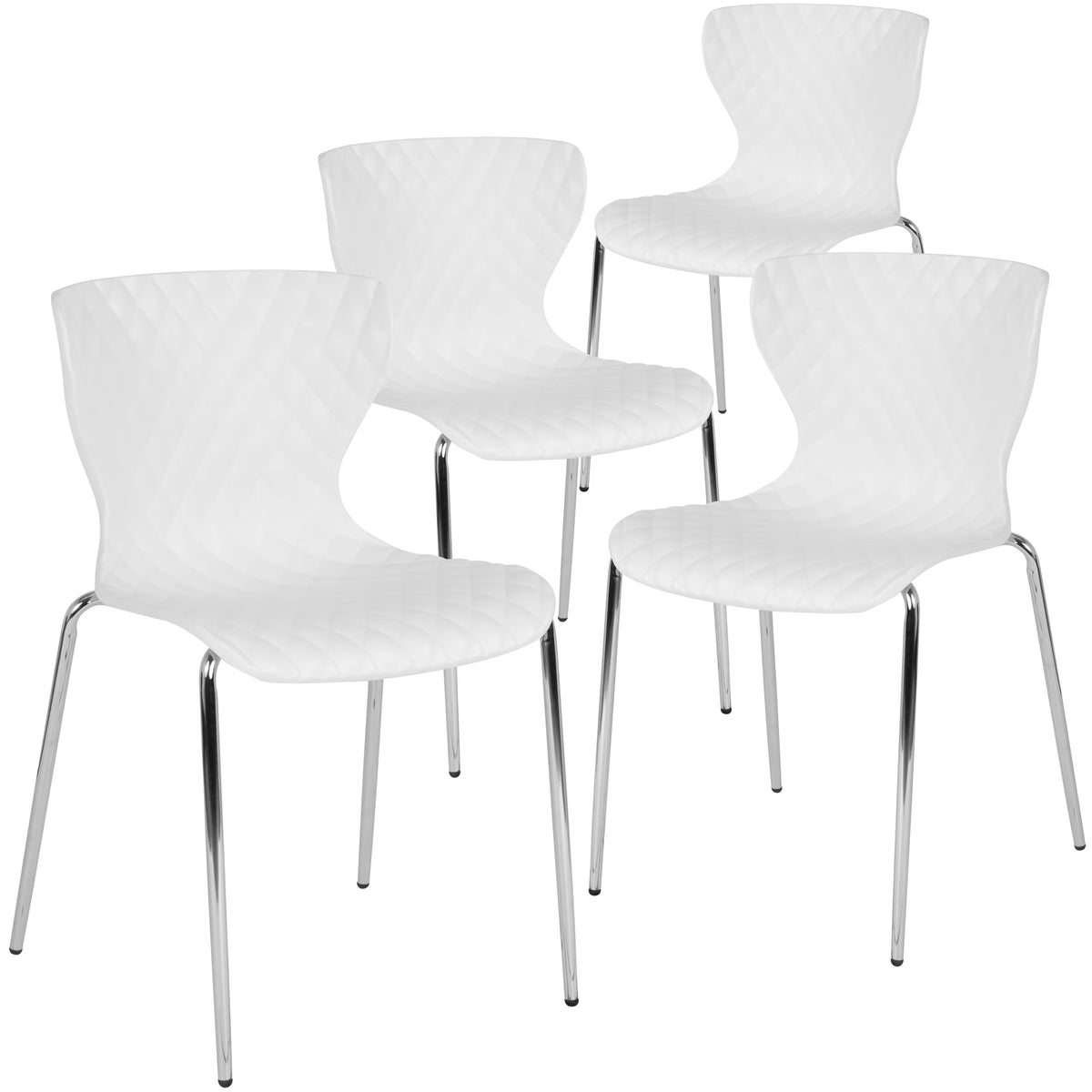 Flash Furniture 4 Pack Lowell Contemporary Design Orange Plastic Stack Chair