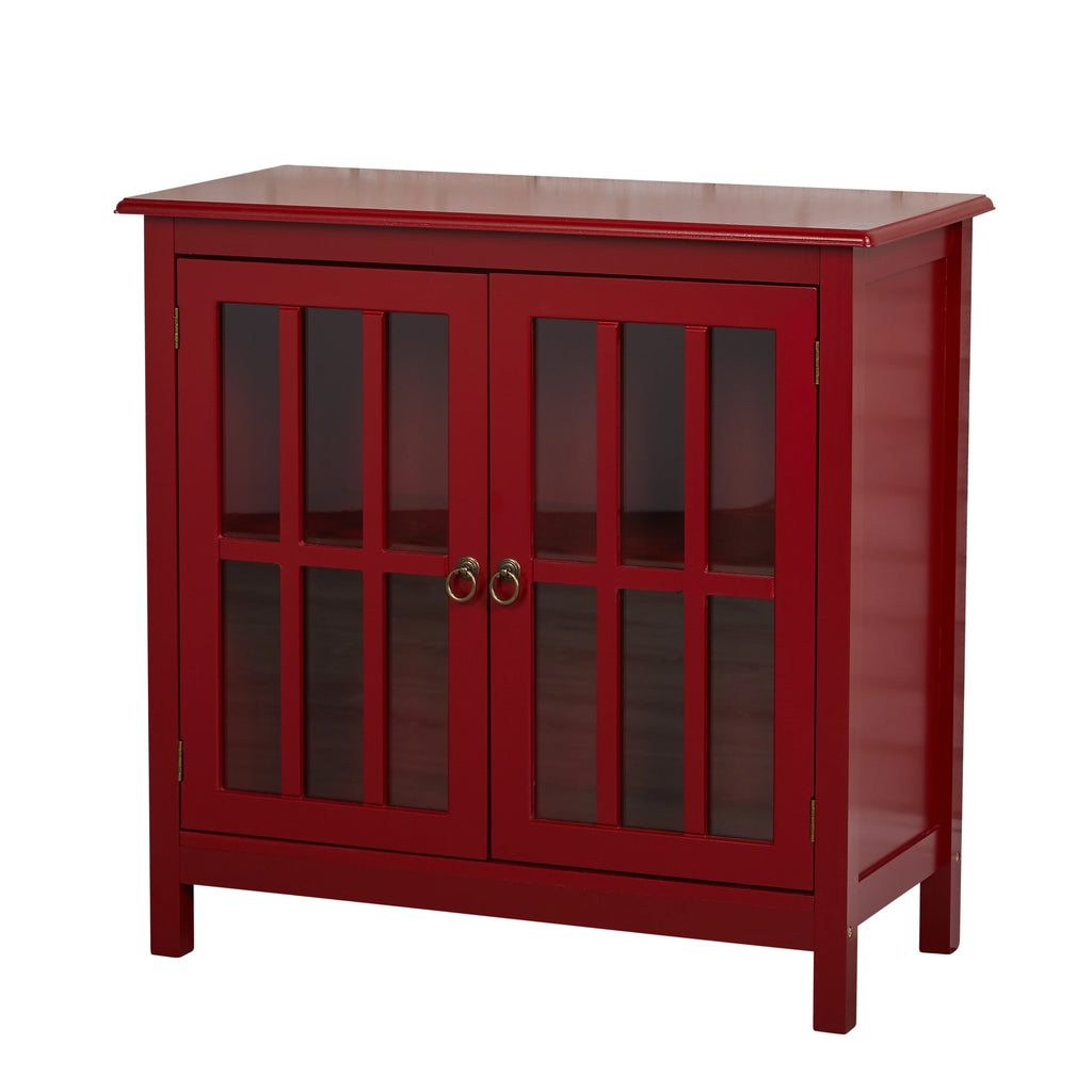 Simple Living  Portland 2-Door Glass Cabinet Antique White