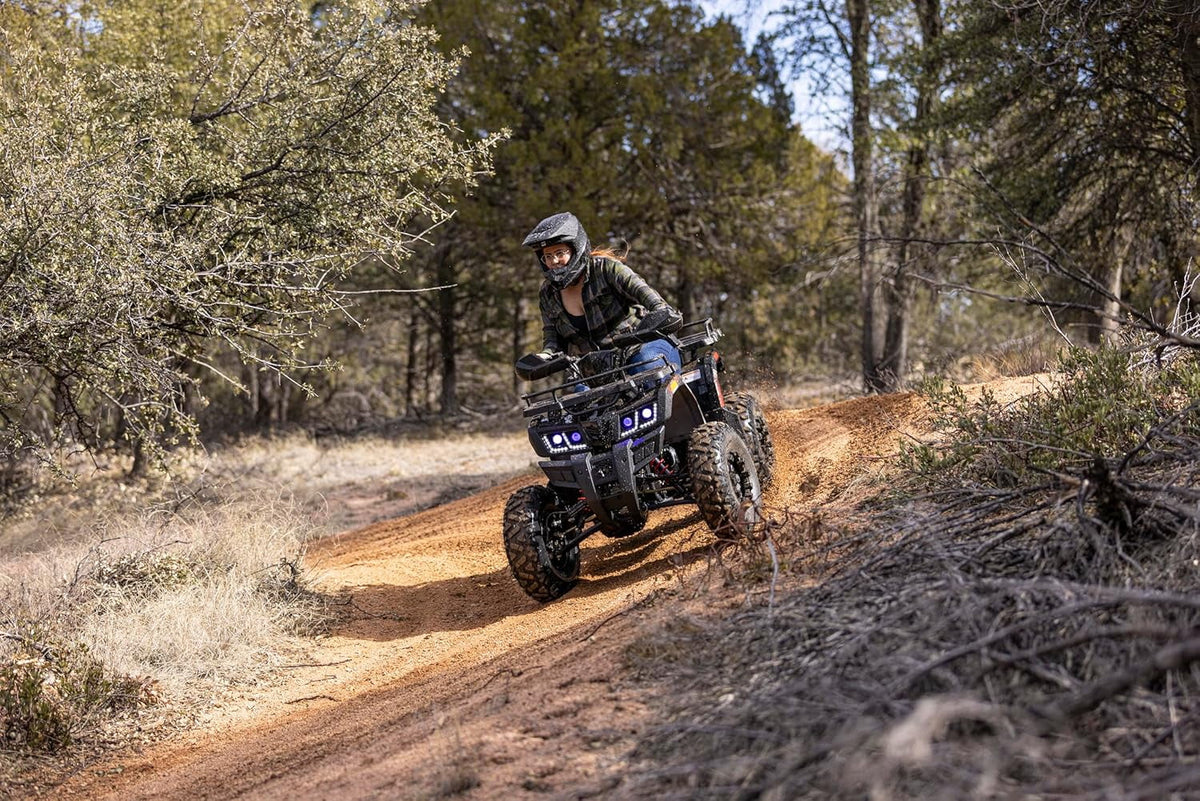 Coleman Powersports AT200R 169cc Adult Gas ATV, High-Speed Off-Road Quad Up to 38 MPH & 20 Miles Range, Automatic Transmission, Front & Rear Cargo Racks, Ages 16 and Up, Black