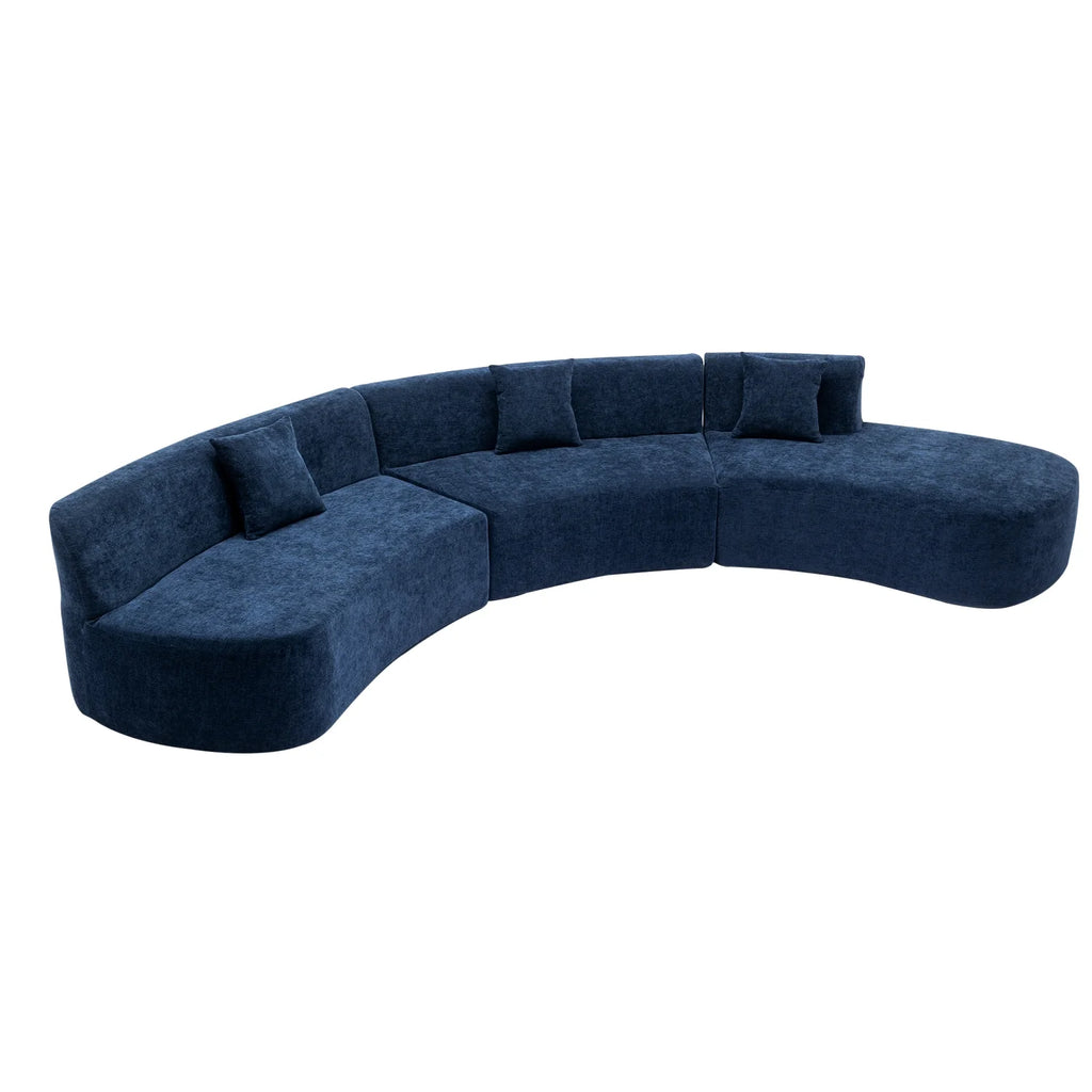 Harper & Bright Designs Modern Curved Floor Sofa Set, Modular Sectional Sponge Couch for Living Room, 2 PC Free Combination No Assembly Foam-Filled Sofa, Beige