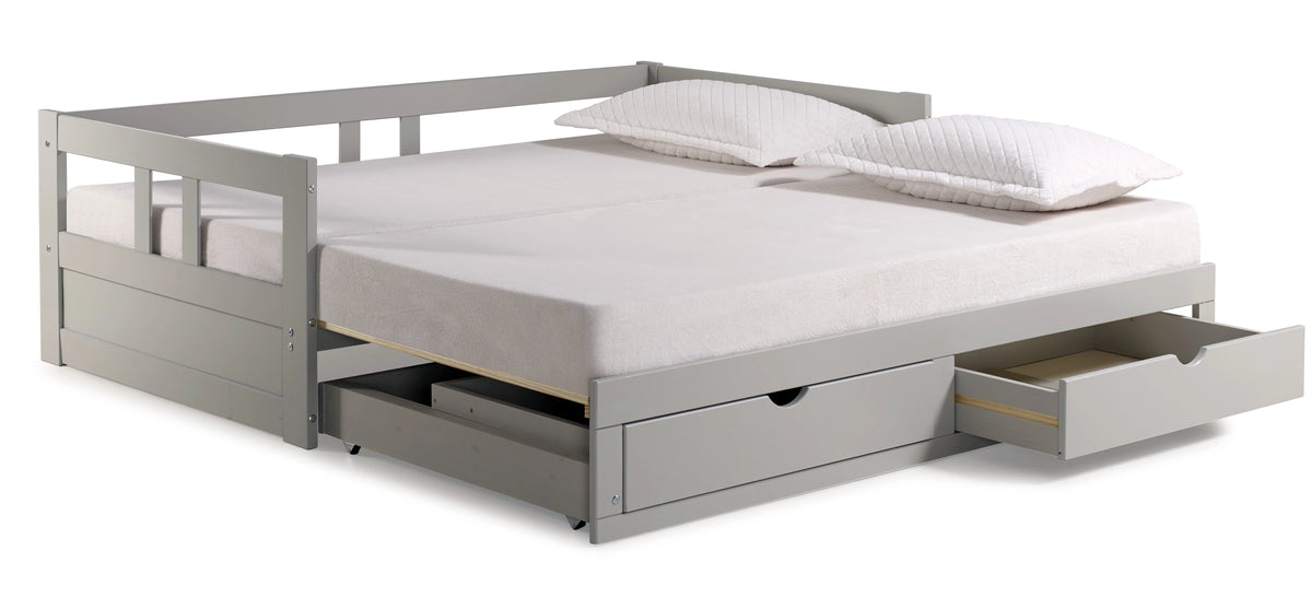 Melody Twin to King Extendable Day Bed with Storage White