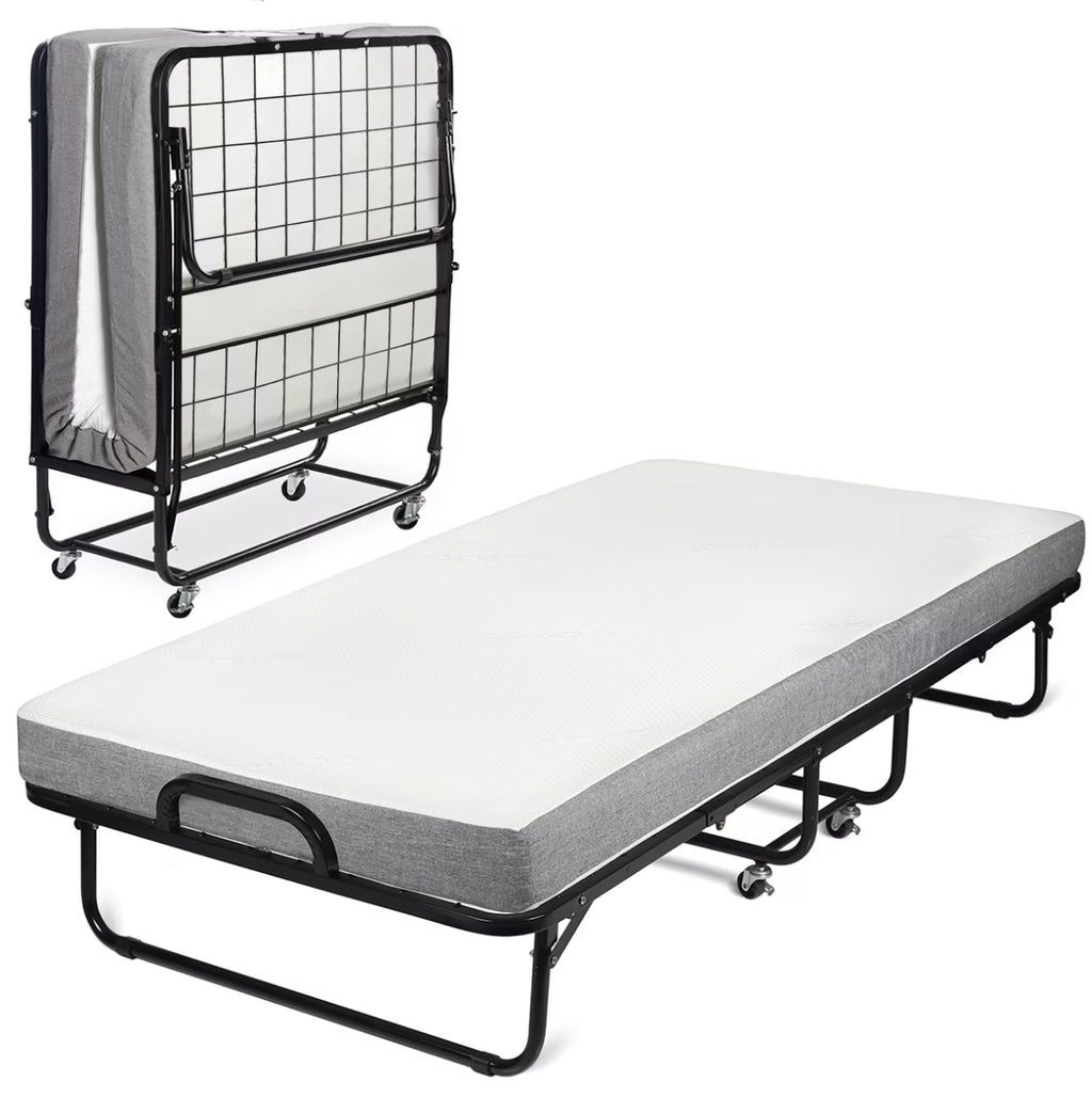 Milliard Diplomat Adjustable Size Modern Folding Bed with Memory Foam Mattress